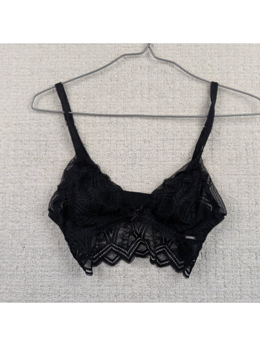 La Vie en Rose Black Bralette S Dark Floral Lace Sheer Whimsigoth Fairy Witchy